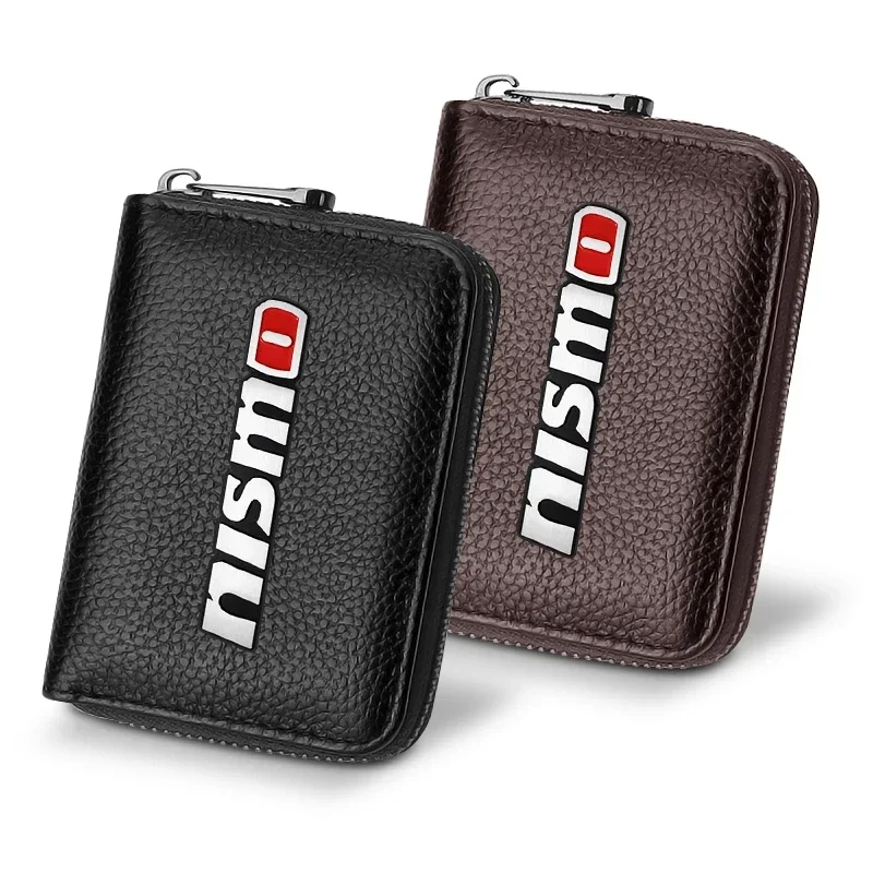 Authentic Leather Bag Car Driver's License ID Card Bank Card Wallet For Nismo Nissan 370Z Coupe Roadster Z34 2009-2020 GTR Juke