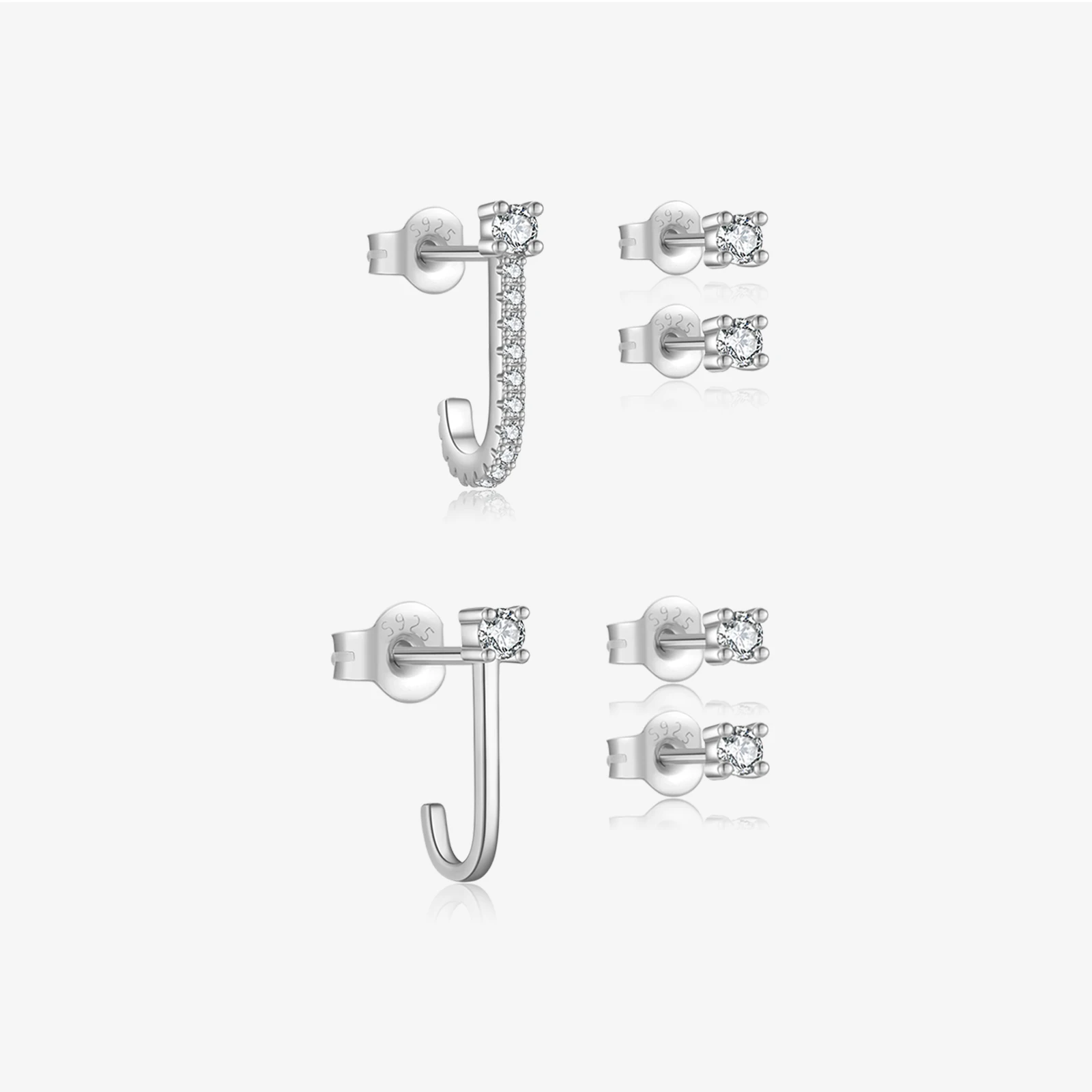 VEWANT 925 Sterling Silver Gold Small zircone asimmetric Stud orecchino Piercing Tiny Fine Jewelry Women Crystal Luxury Clips