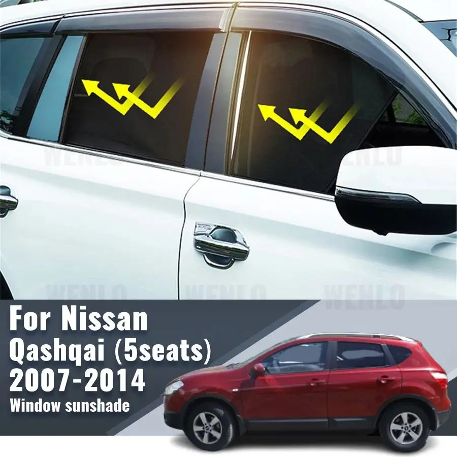 

For Nissan Qashqai J10 2006-2013 Car Sunshade Shield Magnetic Front Windshield Frame Curtain Rear Side Window Sun Shades Visor