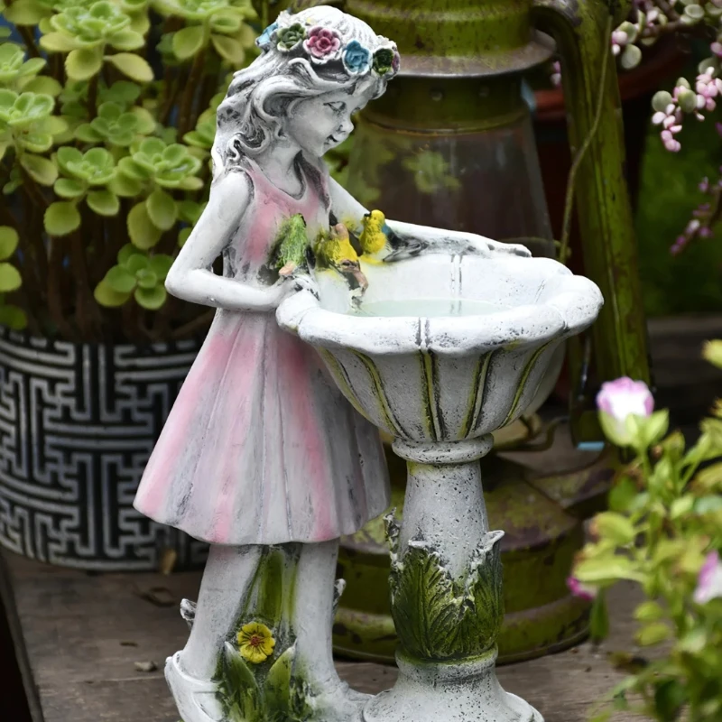 

Flower Fairy Statue Solar Light Ornament Outdoor Courtyard Garden Decoration Resin Angel Figure Sculpture Micro Landscape Decor