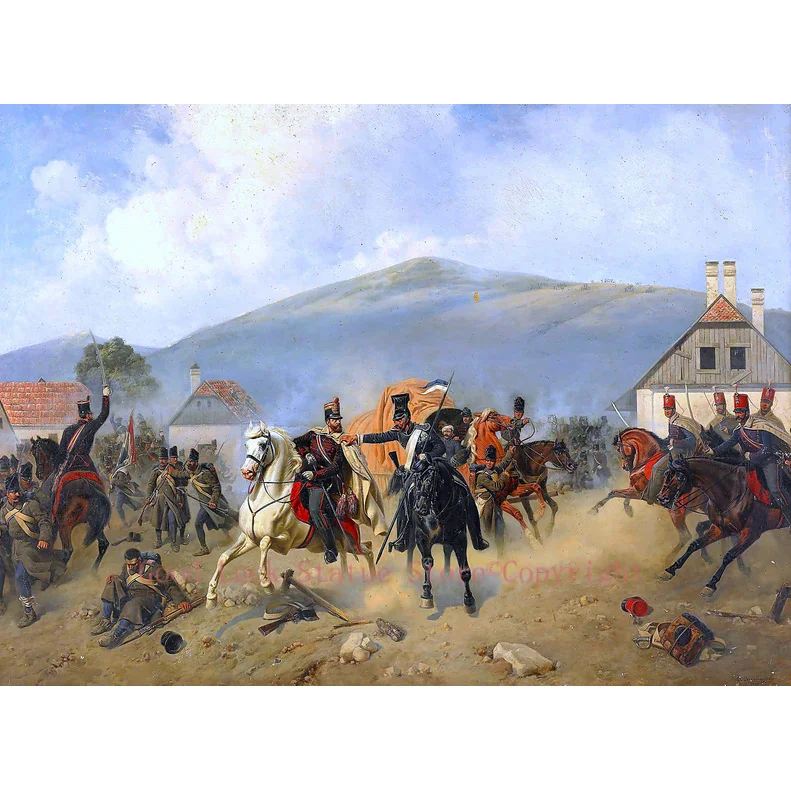 wholesale HOME OFFICE painting # Skirmish during Hungarian Revolution print art painting on canvas -Free shipping cost