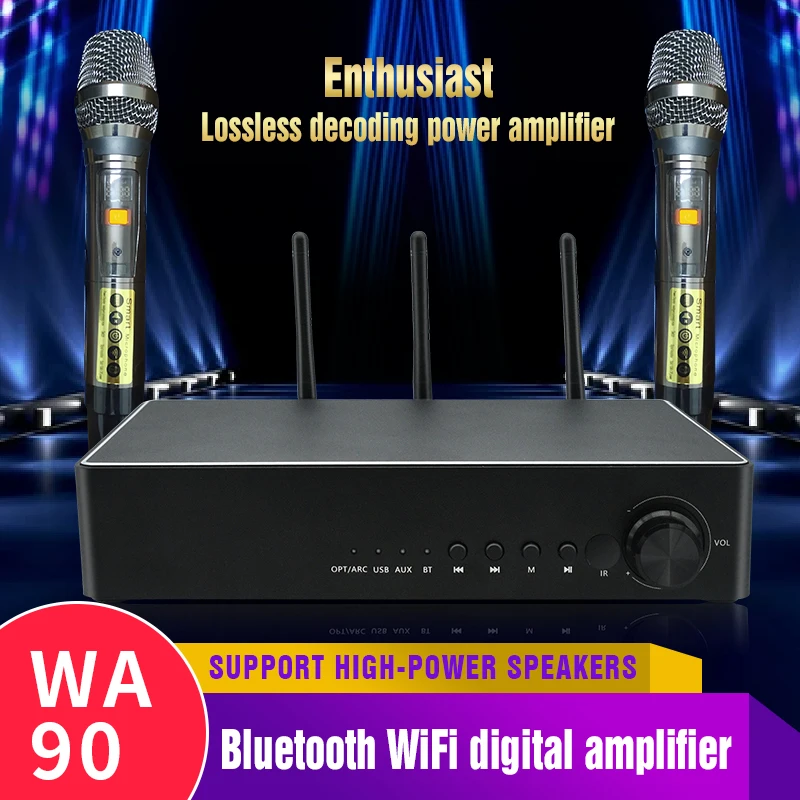 WA90 6A 175W*2 High Power Amplifier Bluetooth 5.0 Hi-Fi Amplifier ES9023DAC Decoder TPA3255 SA5532 DR Amplifier 24-bit/192K