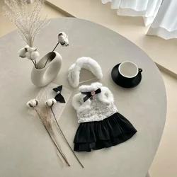 Black White Princess Dress Pet Dog Clothes Sweet Clothing Dog Thermal Elegant Velvet Chihuahua Warm Autumn Winter Girl Mascotas