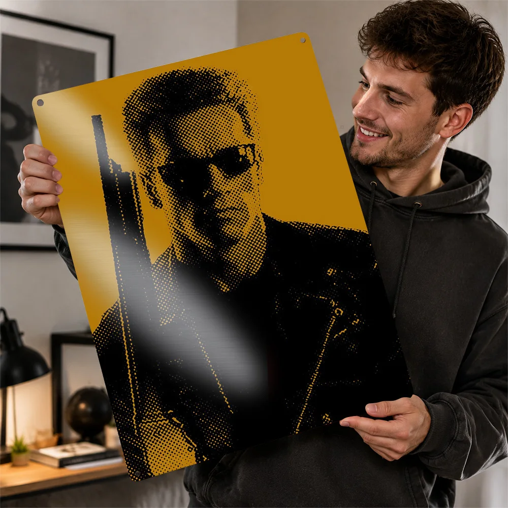 Arnold Schwarzenegger 3D Texture Printed Poster Custom Vintage Metal Tin Plate Sign for Wall Art Gaming Room Decoration Man Home