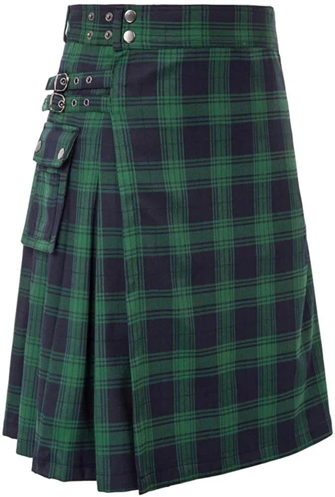 Heren Schotse Traditionele Hoogland Tartan Kilt 100% Jins Katun Kilt Hibrida, Kotak Moderne Lipit Tartan Tradisional Pria Kilt