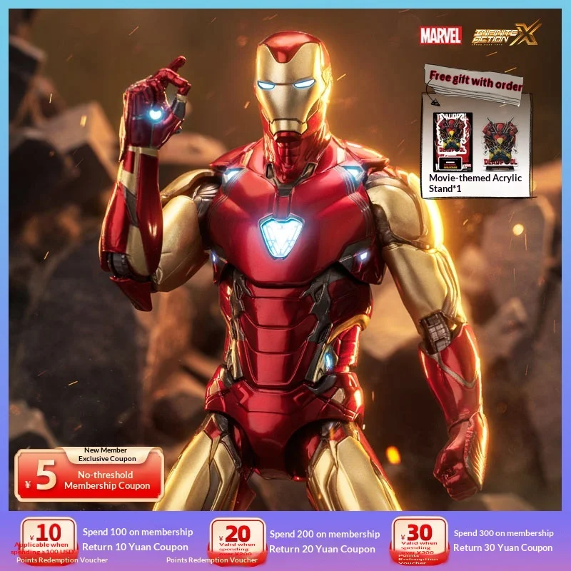 ZDTDS The Avengers Iron Man MK85 2.0 Action Figure 1:10 Scale 7 Inch Light Up Collectible Model Gift For Hobby Display