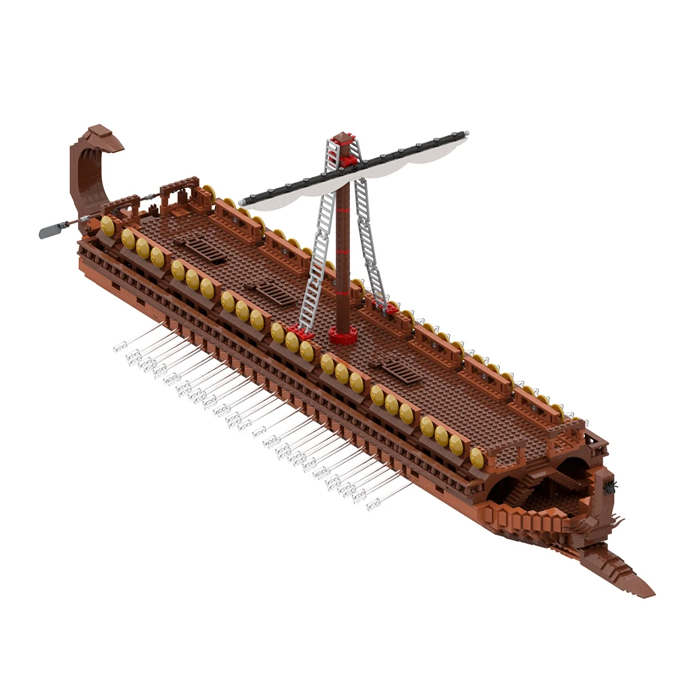 

MOC Greek Bireme Model Building Blocks Medieval Marine Military Fighting Paddle Ship Battleship Assembled Brick Toy Gift