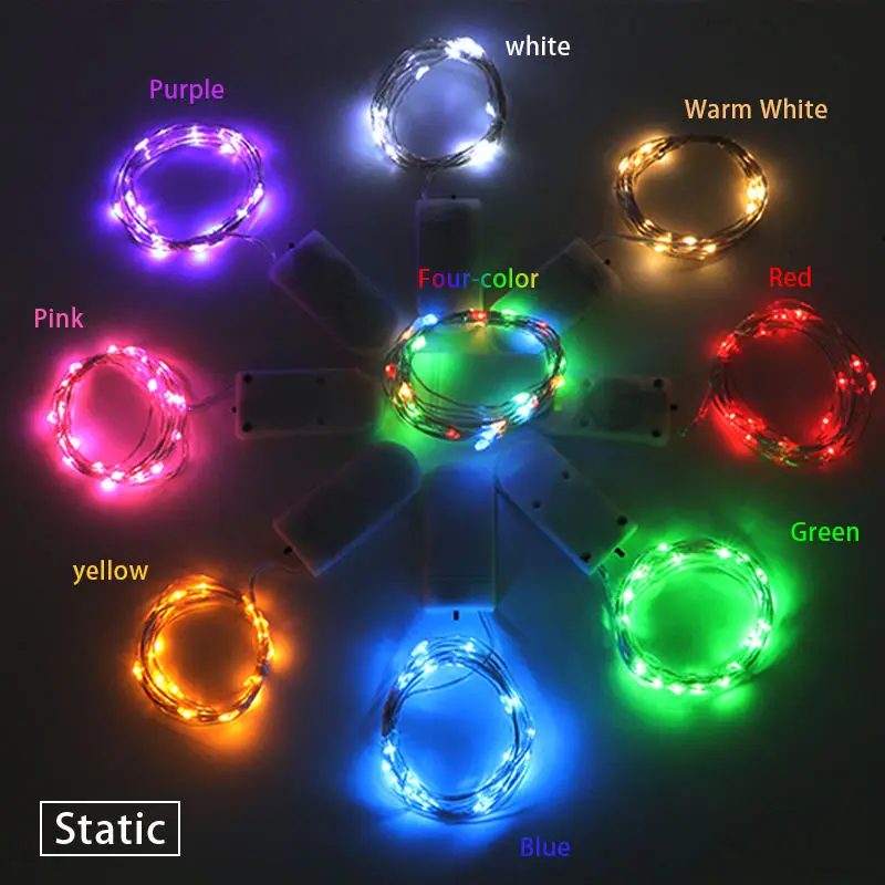 2M LED Copper Wire Fairy String Lights CR2032 Battery Box Powered Party Wedding Indoor Christmas Decoration Garland Lamp 20 LEDs