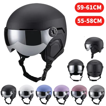 Skihelm, Unisex, Schneehelme mit Schutzbrille, Skateboard-Helm, 7 Belüftungsöffnungen, Sport-Schutzhelm, stoßfest, zum Skifahren, Snowboarden