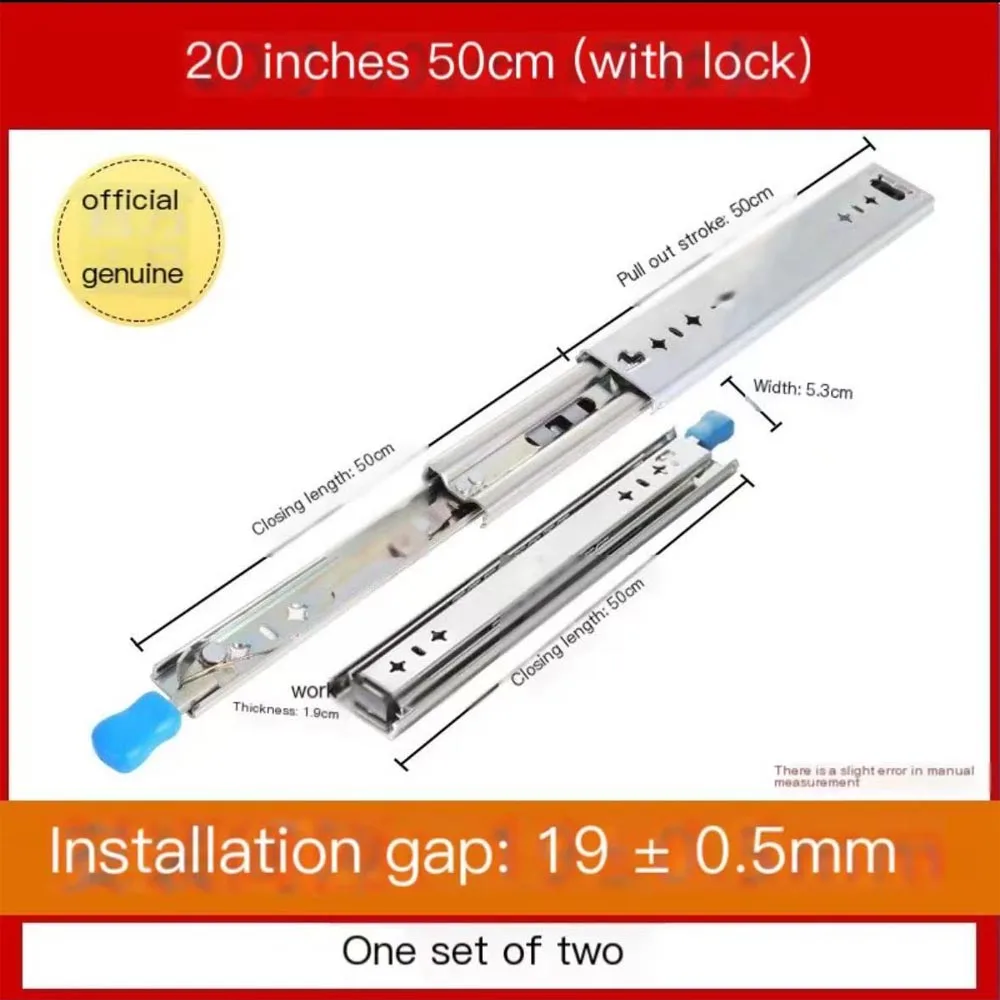 1 paar zware vergrendelbare ladegeleiders 12-48 inch 250 lb draagvermogen zijmontage volledig uittrekbare kogellager industriële rail