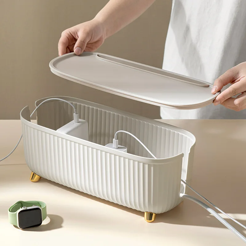 Stripe wire Cable Storage Case Organizer Box Socket Plug Wireless WiFi Router Board Bracket for Household Bedroom