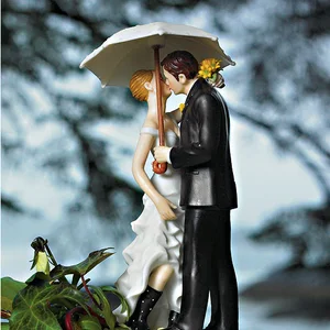 تمثال زوجين لأغطية كعكة الزفاف ، زخرفة كب كيك ، دمى رومانسية ، عروس وعريس ، تمثال زفاف مضحك أفضل 8 دمى كعكة العروس والعريس للمبيعات - No8