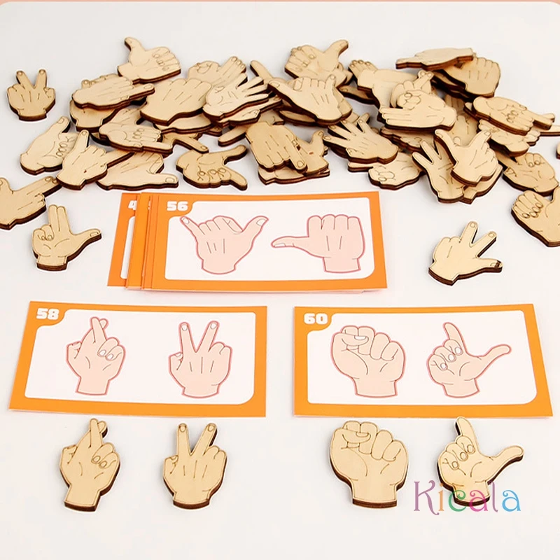 Montessori educational matching gesture puzzle teaching toy Kids desktop blocks matching puzzle Learning  Toys For Kids Gifts
