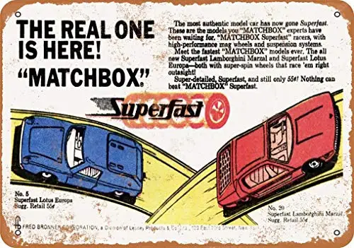  Metal Tin Sign 8x12 Inch 1969 Matchbox Superfast Cars Vintage Look Metal Sign