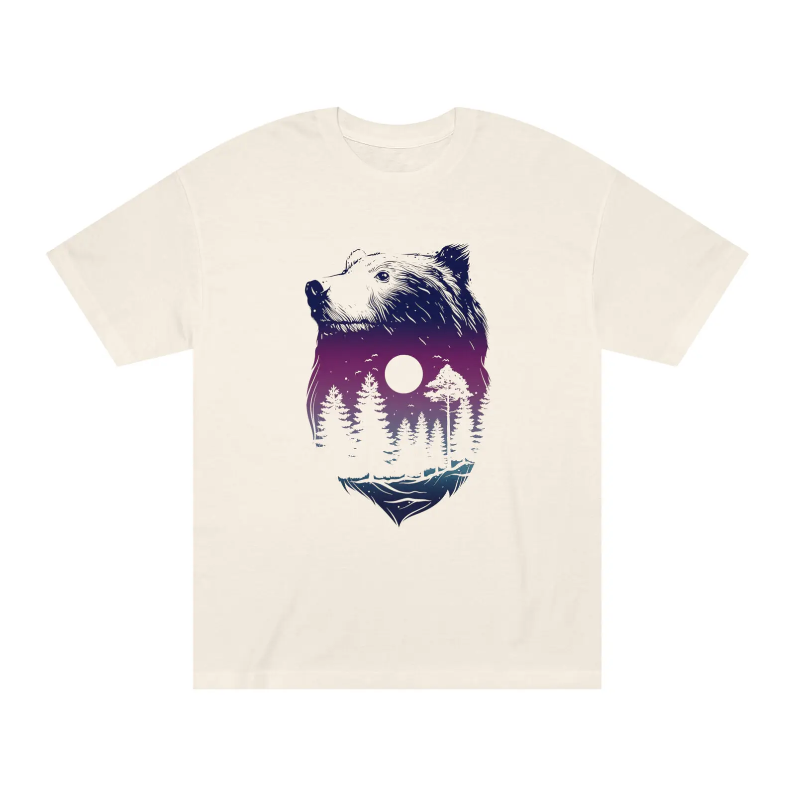 Grizzly Bear Over Nighttime Nature Scene With Moon T Shirt