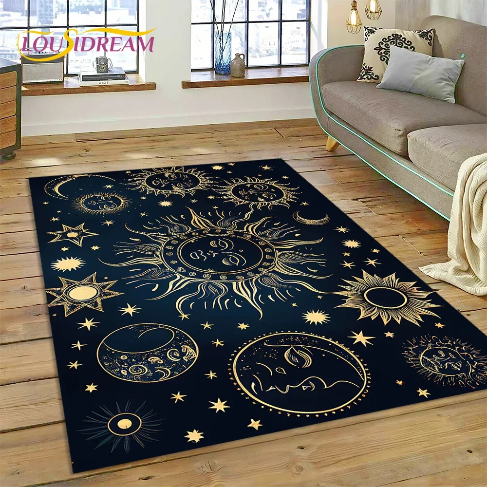 Mysterious Tarot Sun Moon Mandala Magic Carpet Rug for Bedroom Living Room Home Sofa Decoration,Child Game Large Decor Floor Mat