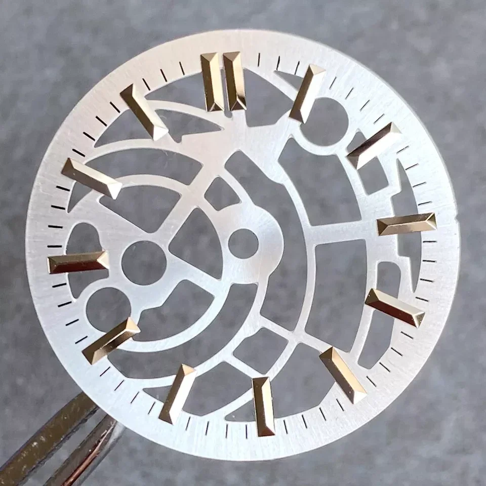 Skeleton Hollow-out Watch Dial 29mm Silver Grey Black For NH35 NH38 NH70 NH71 NH72 Automatic Movement High Quality Watch Parts view 3