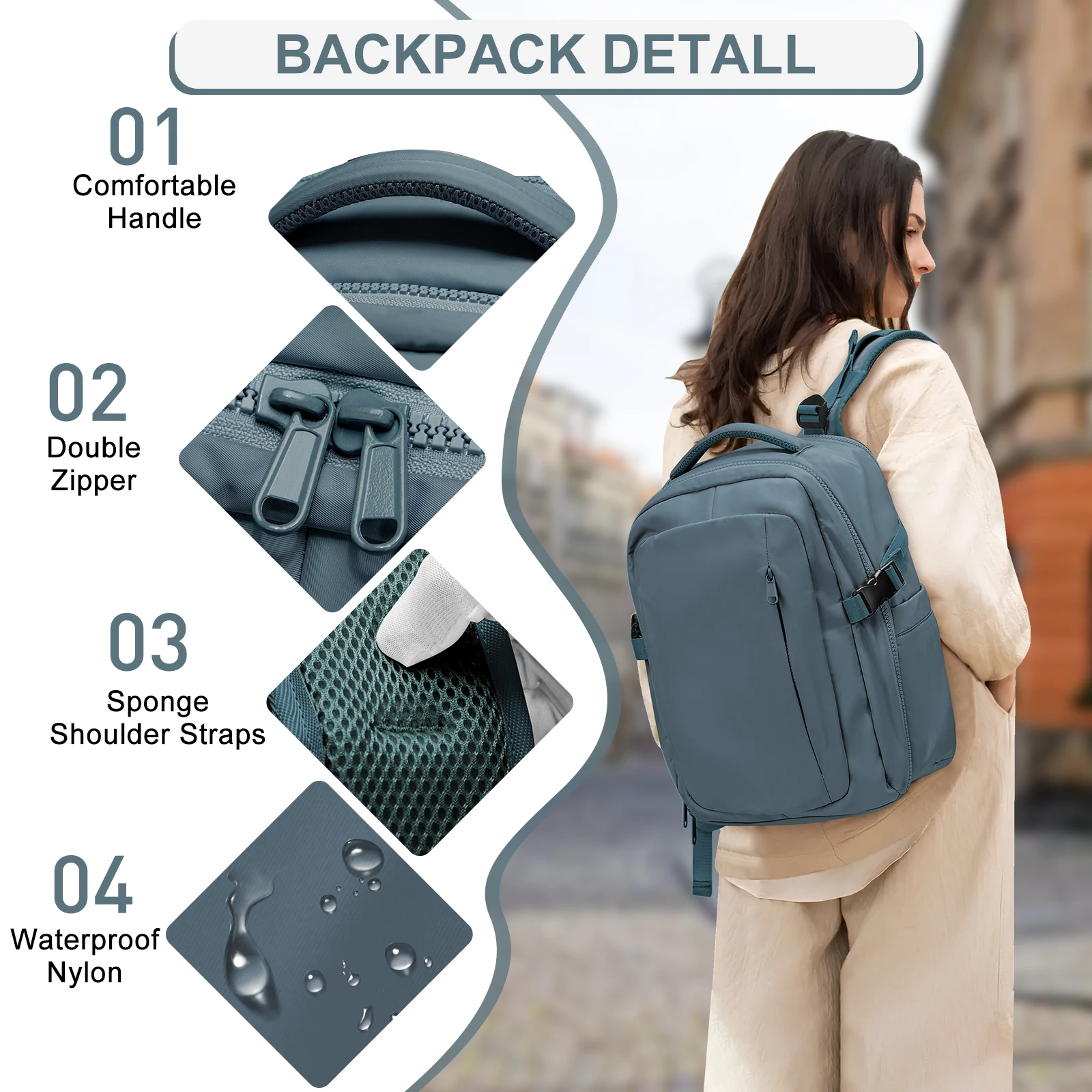 Travel Backpack for Women Men Carry On Luggage Ryanair 40x20x25 Backpack, Large Casual Weekend Bag College Laptop Backpack Work