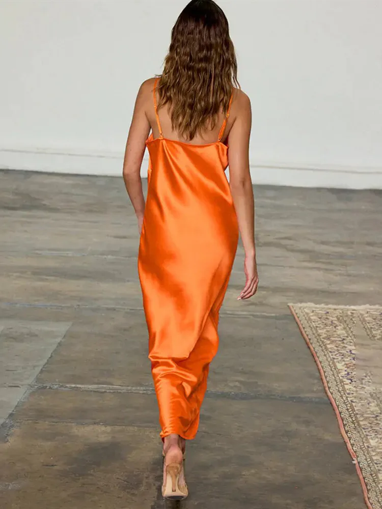 Absobe Damen Sexy Spitze Patchwork Satin Maxi Slip Kleid Tiefer V-Ausschnitt Sexy Rückenfrei Ärmellos Kontrast Schlank Langes Kleid Partywear