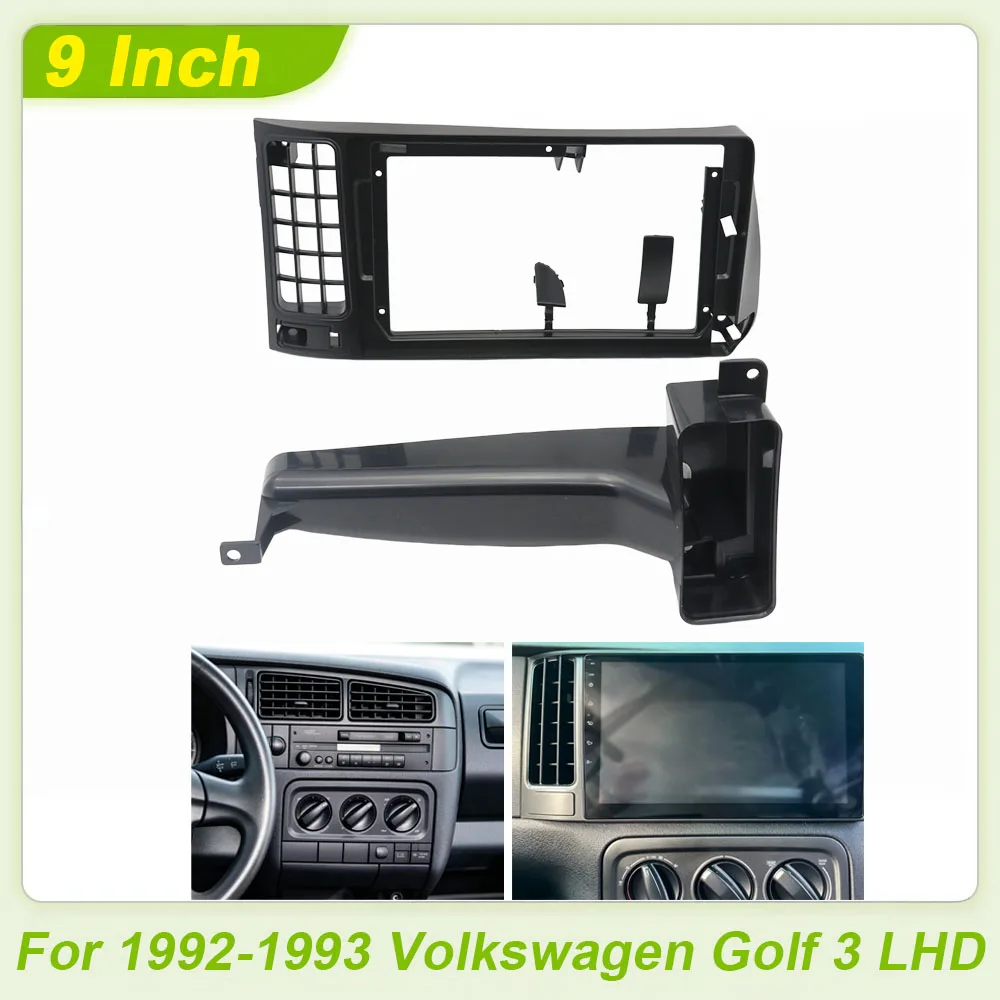 9 Inch LHD 2 Din Android Car Stereo Fascia Frame Kit for Volkswagen Golf 3 1992-1993 with Wiring Video Box