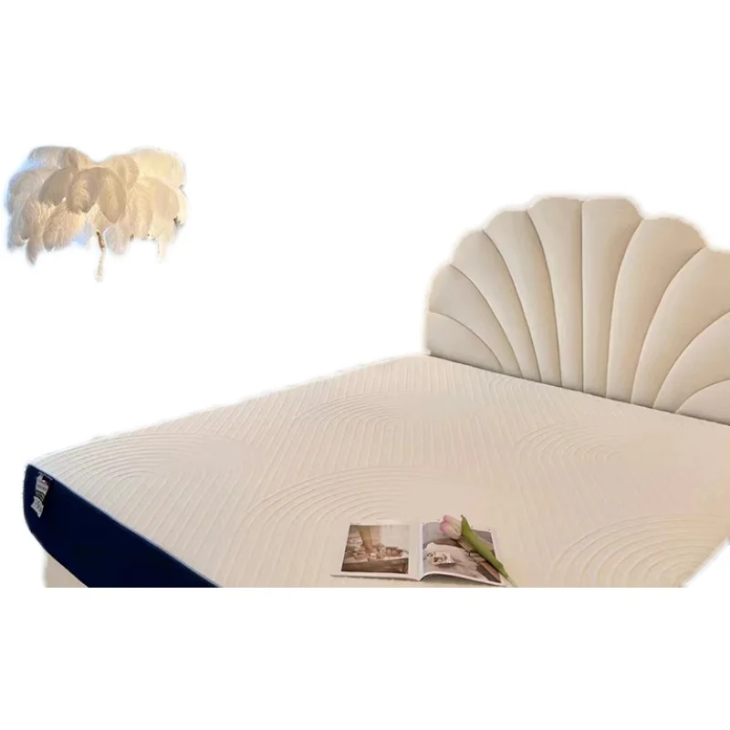 

Petal technology fabric bed, modern and simple double bed, light luxury cream style wedding bed, new girl bed