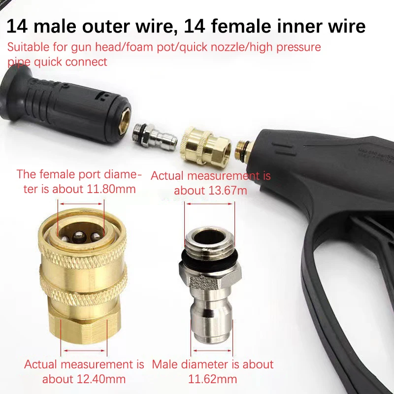 New「Pressure Washer Coupling For Garden Joints Replacement Parts 1/4 Quick Connector High Pressure Cleaning Machine Connector」