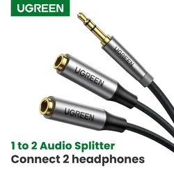 UGREEN Splitter per cuffie 3.5mm 2 vie Aux maschio a femmina auricolare adattatore Audio doppio cavo Stereo Y Splitter per telefono TV PS4