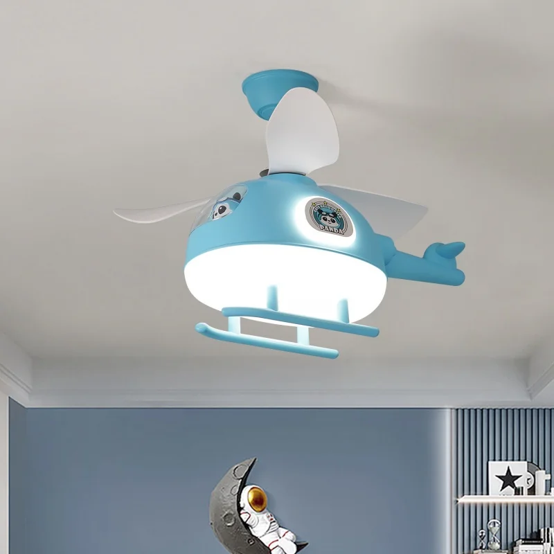 Children's Room Fan Lamp Simple Modern Bedroom Boy Girl Room Eye-Protecting LED Ceiling Light Creative Cartoon Airplane Fan Lamp