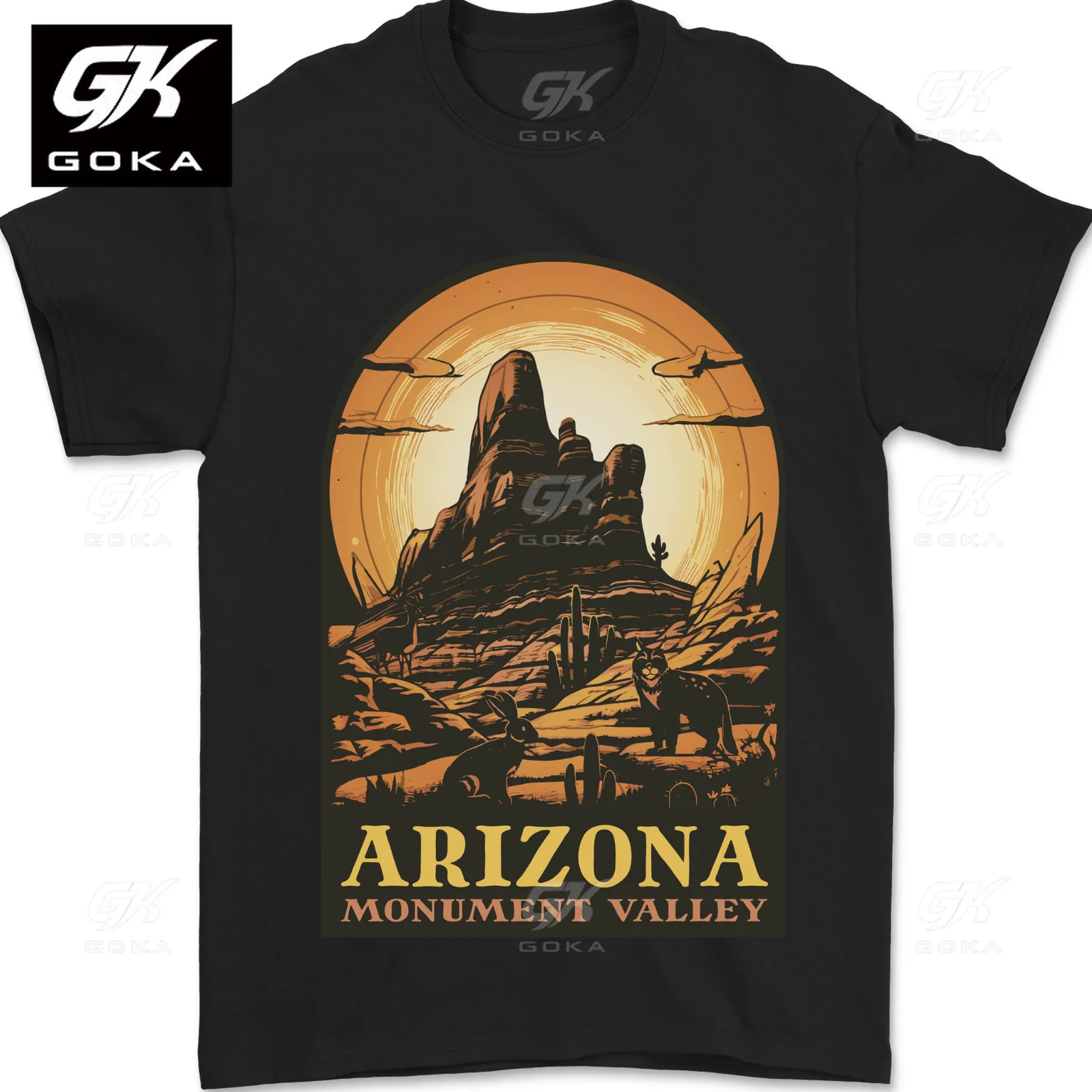 Arizona Monument Valley USA Graphic T Shirts for Mens Clothing Cotton Tees Sleeve Vintage Tops Printed T-shirt Classic Tshirt