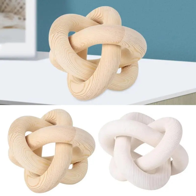 Wooden Knot Decoration Chain Link Ball Decoration Hand Carved Art Craft Table Ornament Wood Decorative Chain For Living Room