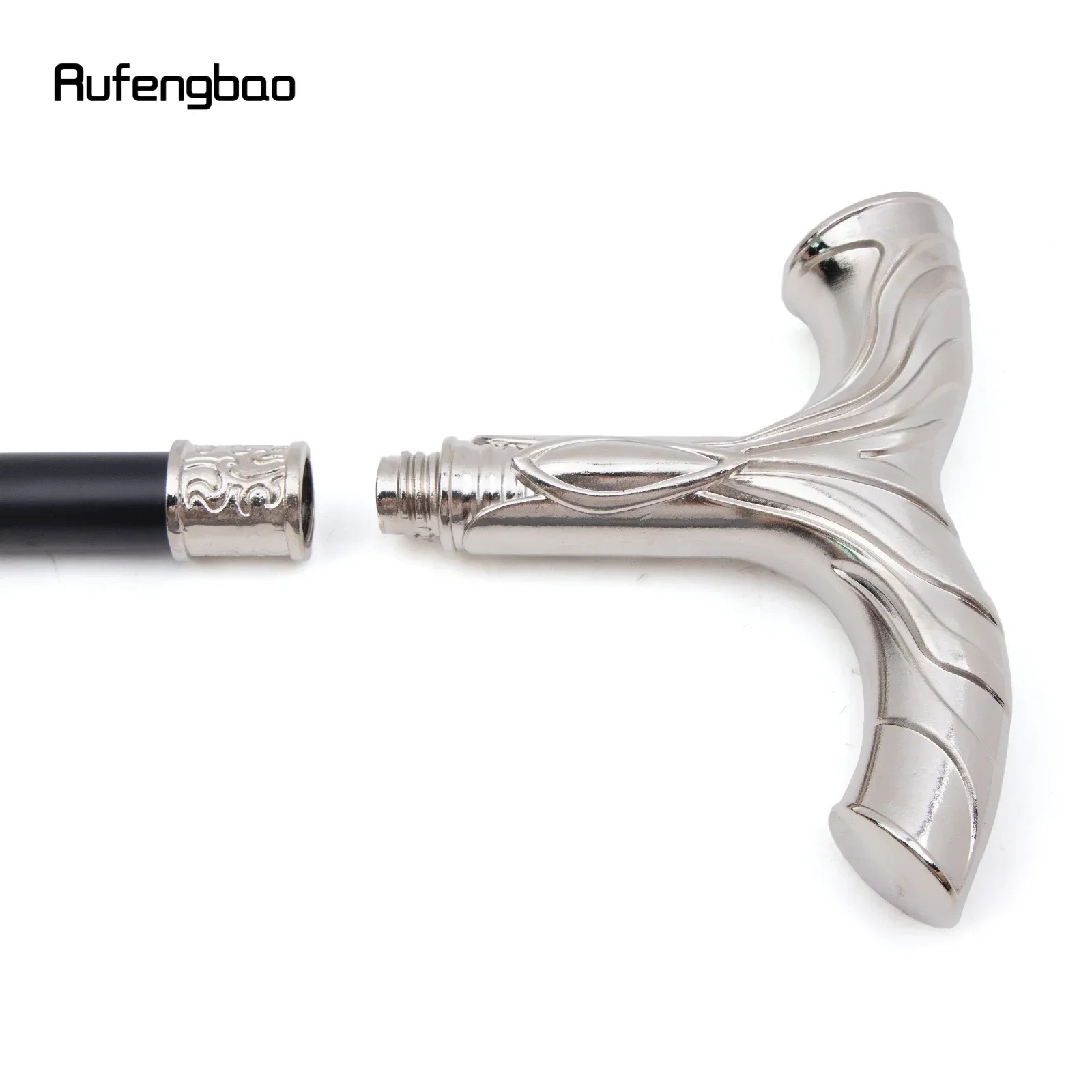 White Flowing Lines Luxury Fashion Cosplay Walking Stick Party Decorative Cane Elegant Crosier Knob Walking Stick 92cm