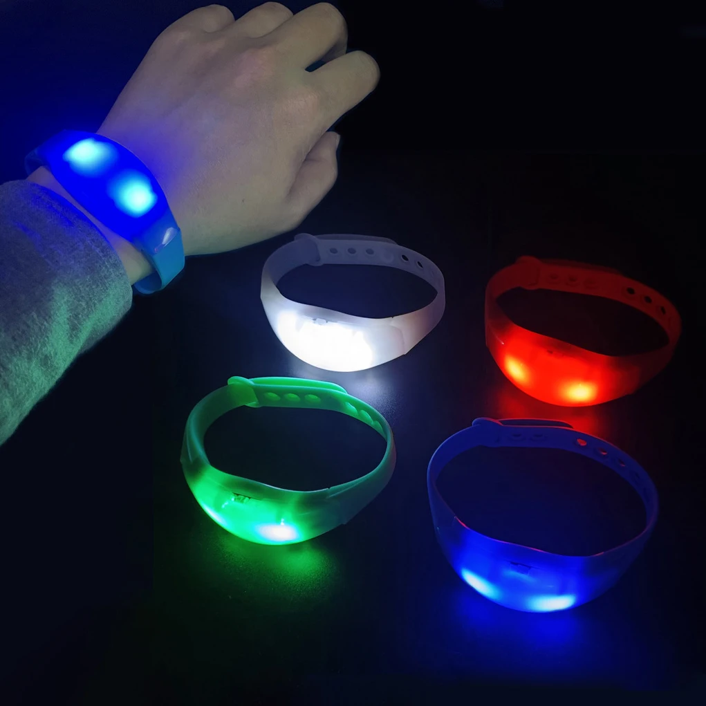 

20/100/500PCS LED Bracelet Sound Activated Adjustable Flashing Wristbands Glow Bangle Bracelets Wedding Party for Kids Adults