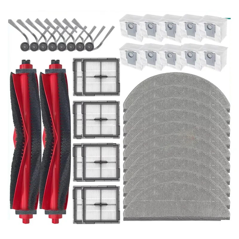 M14K-For Roborock Q10 X5/Q10 X5+/Q10P/Q10P+/Q10 PF/Q10 PF+/Q8/Q8+/Q8 Max Pro Parts Main Side Brush Mop Cloth Dust Bag Kits