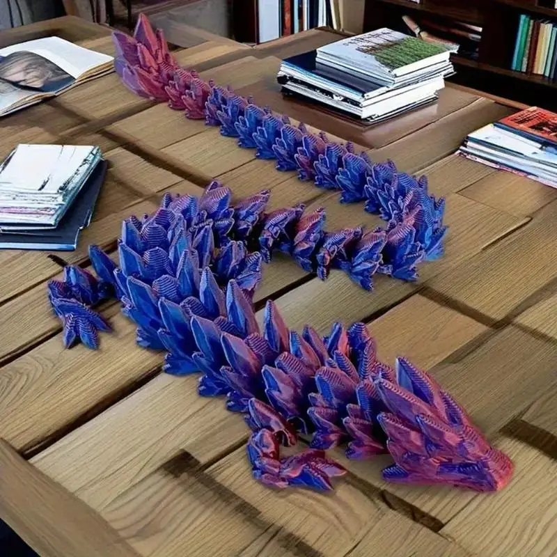 3D-gedruckte Edelstein-Drachenfigur, schillerndes Kunststoff-Schreibtischornament, Kunsthandwerk, Schlafzimmer- und Bürodekoration, Geschenk zum Geburtstag – Detail 3