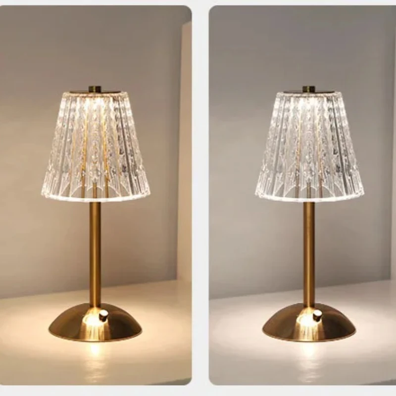 Table Lamp Bedroom, Bedside Light Luxury Diamond Crystal Lamp High-end Atmosphere Charging Touch Small Night Lamp