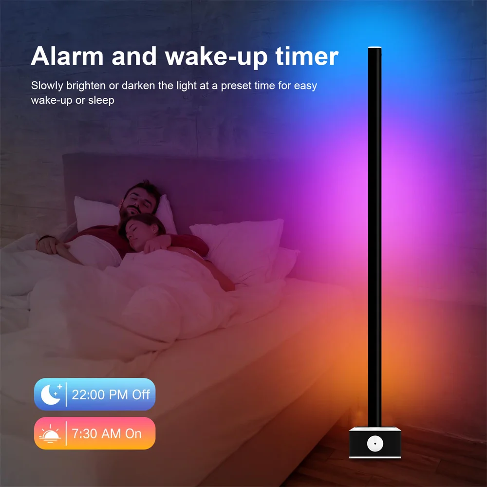 Smart WIFI RGB Corner Lamp LED Dimmable Music Sync Voice APP Remote Control Timer Standing Floor Lamp for Bedroom Living Room