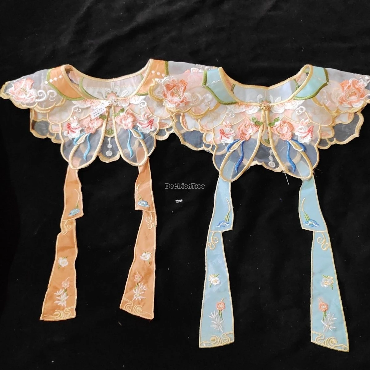 2024 chinese improved organza embroidery hanfu cloud shoulder false collar streamer elegant ming dynasty hanfu accessory w814