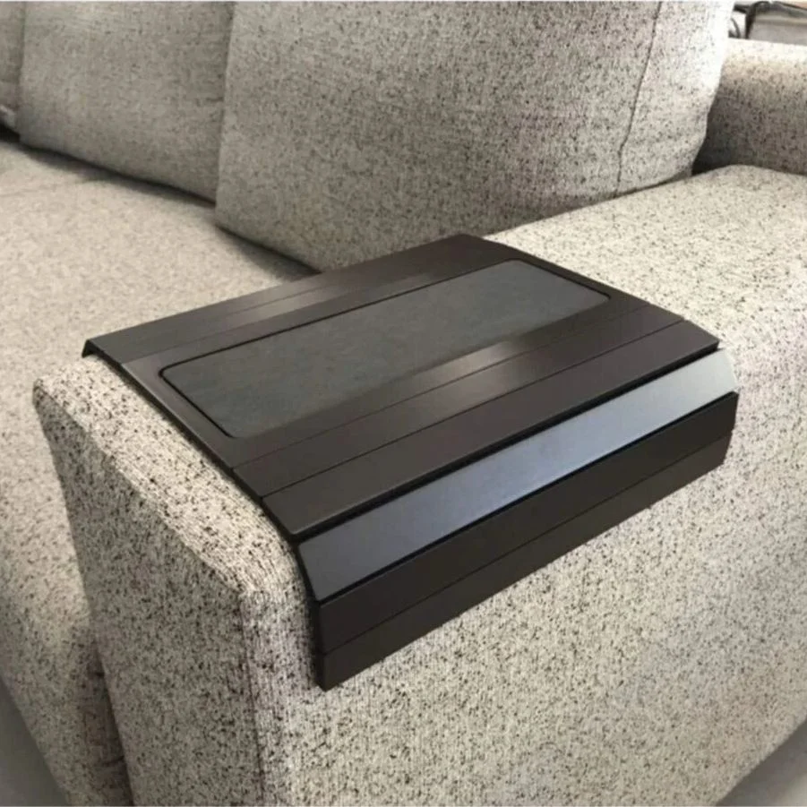 Wood Side Table Service Coaster Medium Leather Decorative Wooden Sofa Tray Armrest Slip-Resistant Folding Practical Design