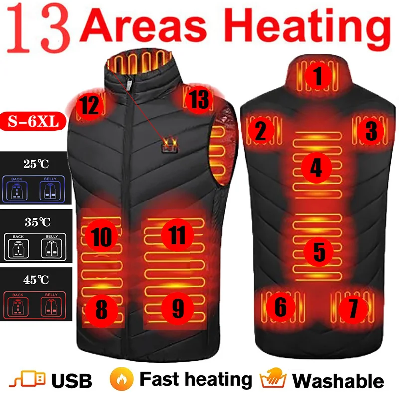 17 Areas Electric Heated Vest Usb  Heating Vest Heated Jacket Men Women Heated Bodywarmer Usb Inner Heat Vest Veste Chauffante