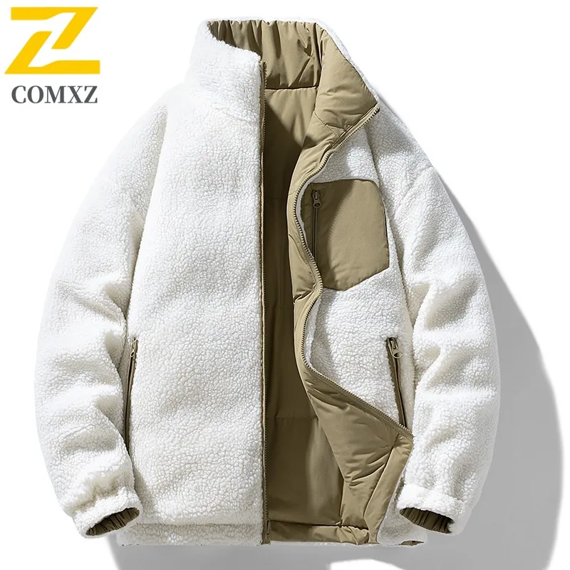 

COMXZ ​Men Solid Color sports Cotton Jacket American Style Winter Loose Fit Casual Warm Coat Windproof Thickened Outdoor Parka​
