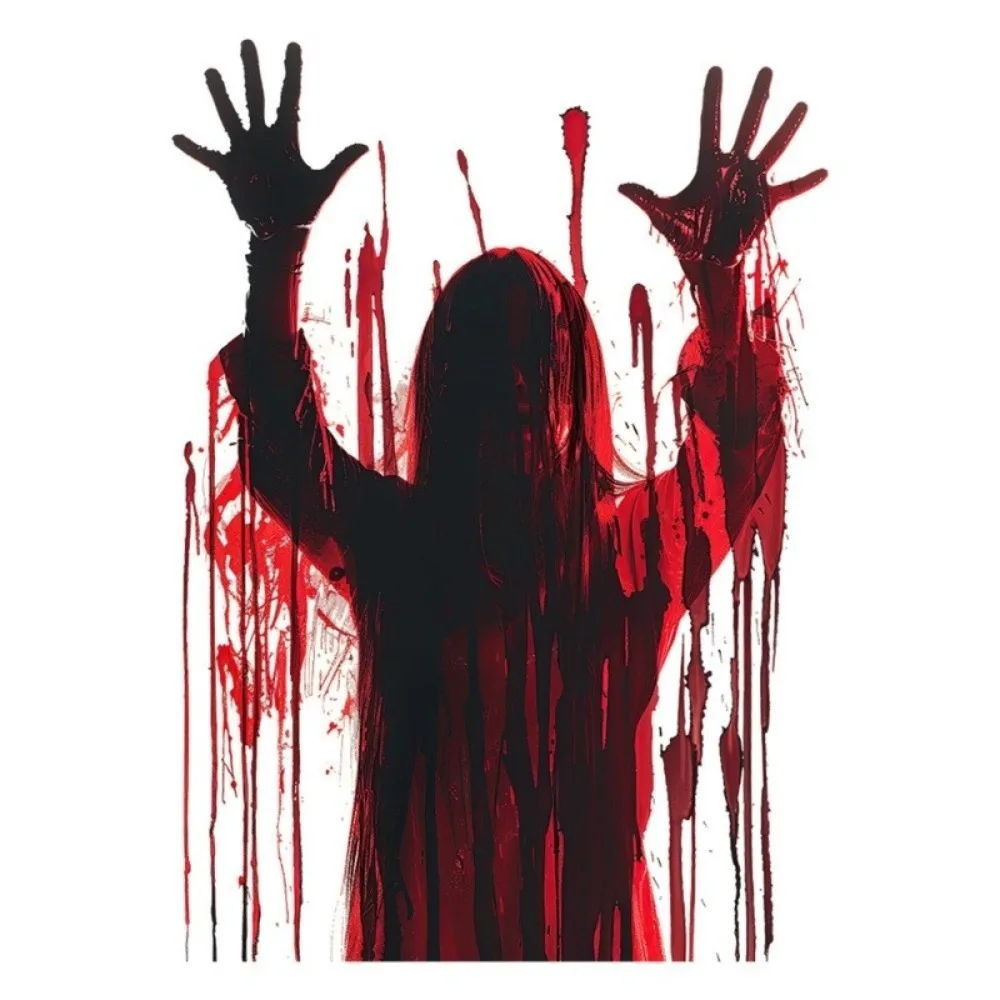 PVC Spooky Style Window Stickers Self-Adhesive Shadow Halloween Wall Decals Hand Print Scary Silhouette Cling Stickers