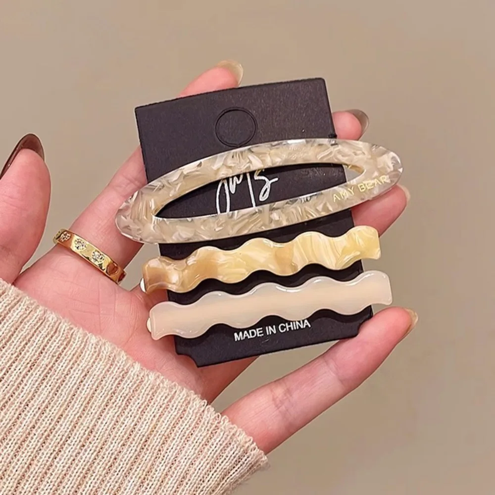 

Simple Alloy Acetate Hairpin Set Geometry Barrettes Cute Hair Clip Duckbill Clip Korean Style Bangs Clip