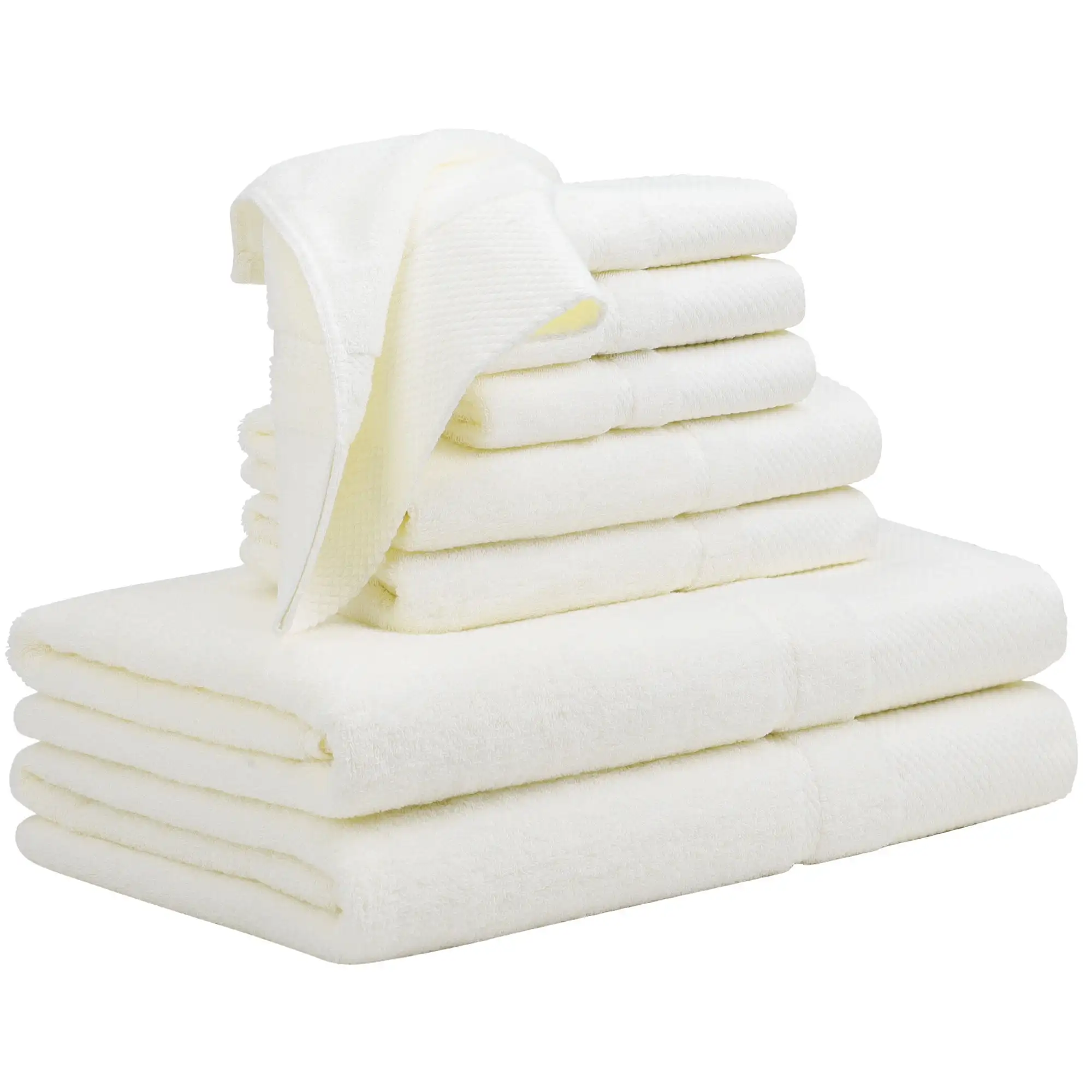 

100% Combed Cotton 8 Piece Towel Set Soft 600 Gsm Luxury Absorbent Beige
