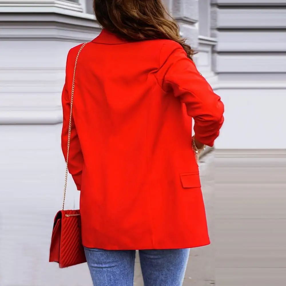 Chic Coat Long Sleeve Lady Jacket Blazer Women Blazer Autumn Blazer Solid Color Lapel Jacket Slim Fit Autumn Autumn Blazer