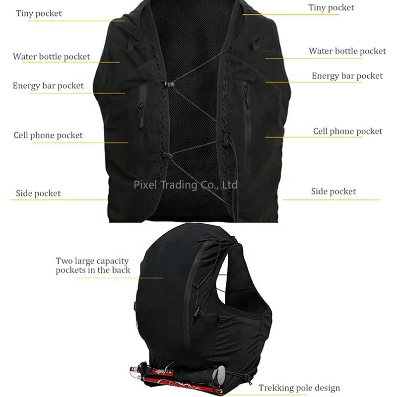Hot Selling Factory Price Outdoor Sports Hiking Cycling Marathon Lightweight Reflective Hydration Trail Running Vest Backpack