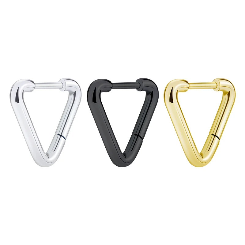 Geometric Triangle Unisex Punk Rock Earrings Stainless Steel Women Men Stud Earring Pierced Push-Back Ear Plug Jewelry Gif