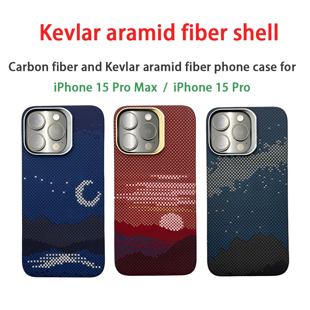 

For iPhone 15 Pro Max phone case Kevlar aramid fiber iPhone 15 Pro hard case ultra-thin lightweight magnetic protective cover