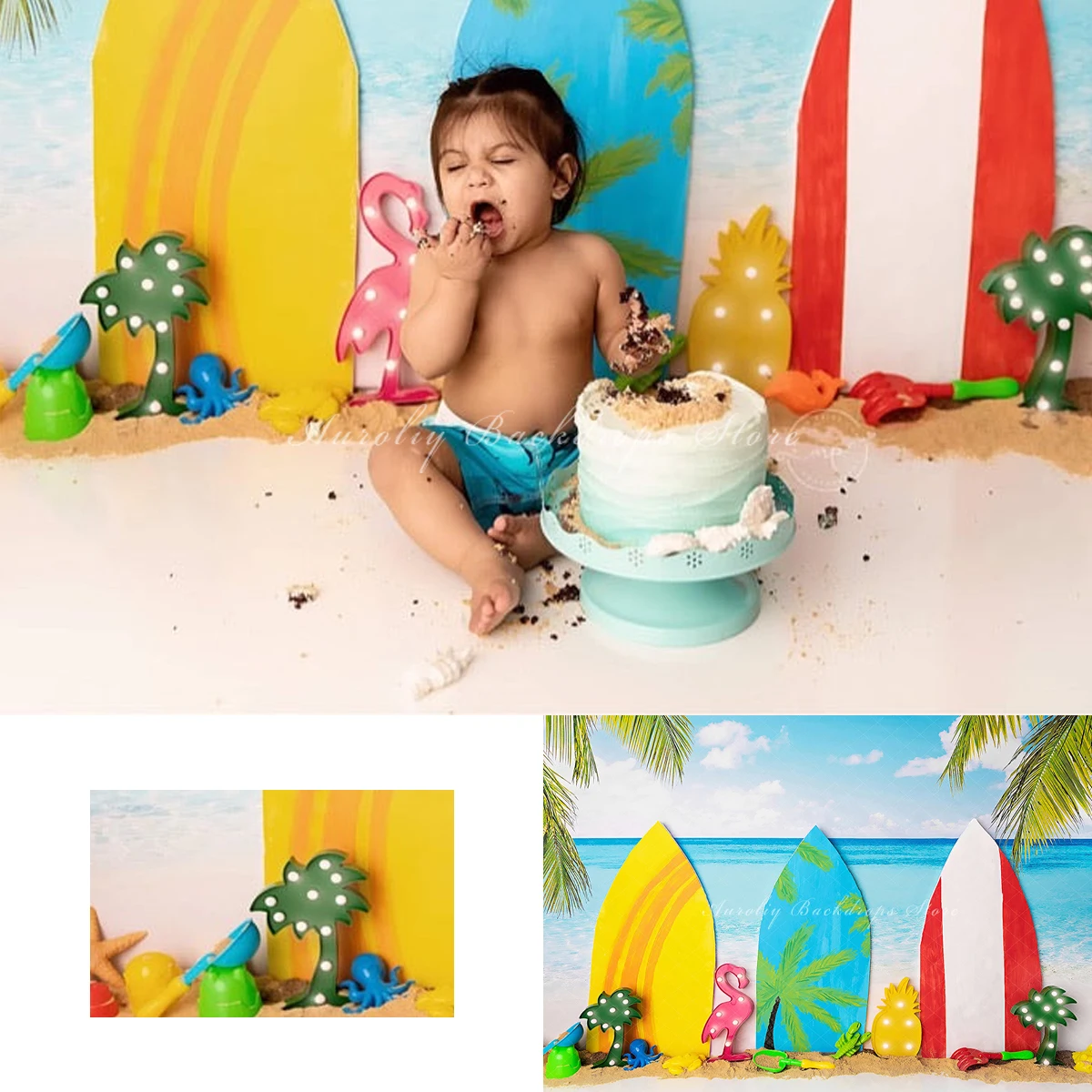 

Beach Surfing Backgrounds Summer Vacation Kids Adult Photography Props Child Baby Surfboard Palm Tree Decors Photo Backdrops