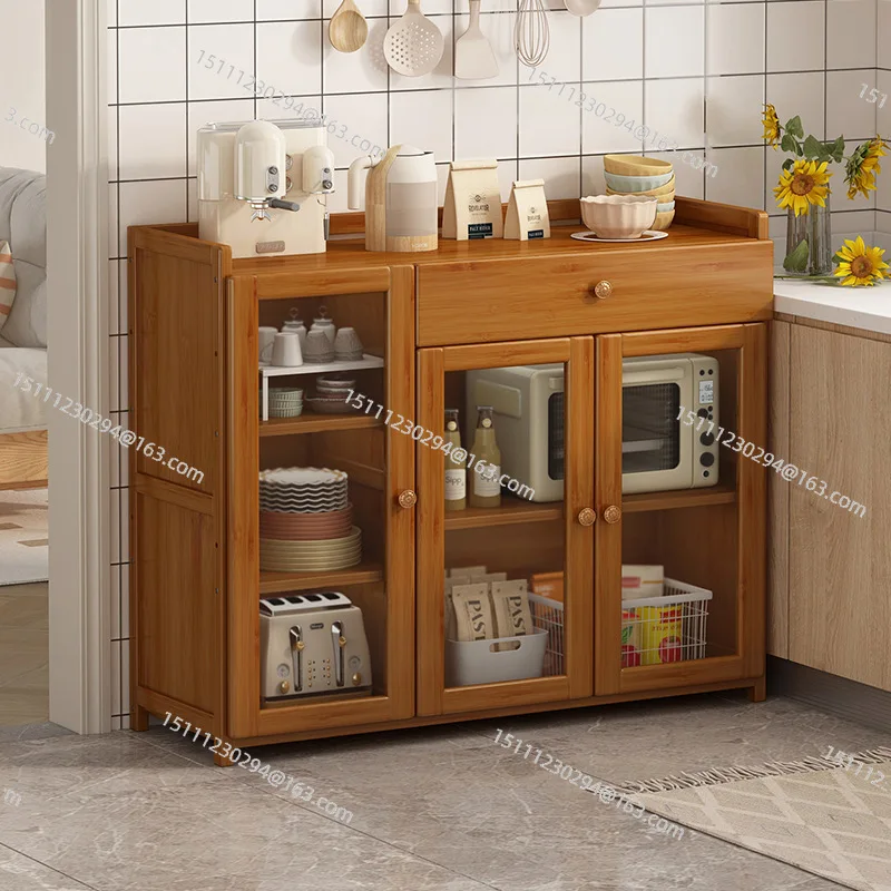 

Kitchen shelves with doors, cabinets, floor-to-ceiling multi-layer side cabinets, microwave ovens, household multi-functional