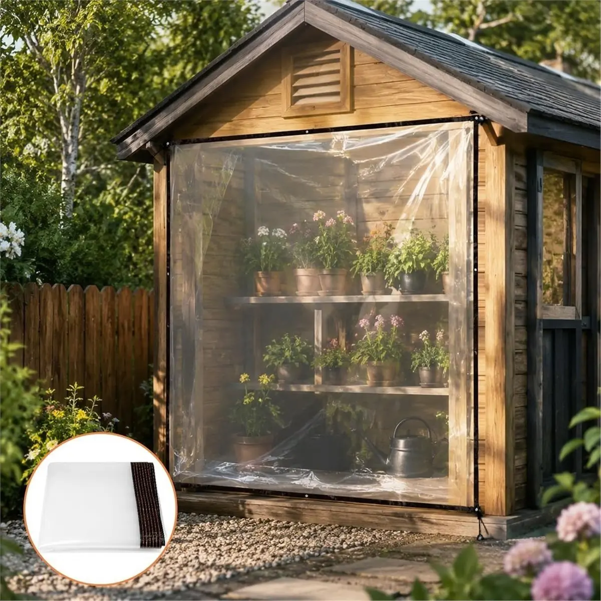 Transparent Tarpaulin 2x3m, PE Clear Tarp with Eyelets Waterproof Heavy Duty Windproof Tear Resistant, for Garden Gazebo